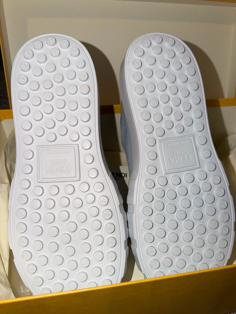 Fendi Light Blue Canvas Low-Top Sneakers with Branded Trim - Picture 5 of 5